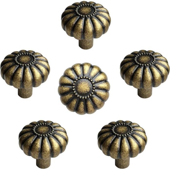Boutons de Meubles - LARGEIGHT - Cuivre Antique - Lot de 6 - Poignée de Tiroir - Finition Vieilli