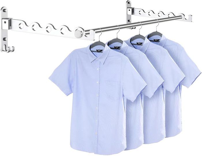 Cintre Mural Pliable 180° - Porte-serviettes/vêtements En Alliage Aluminium (Noir, Support 15kg) - 11