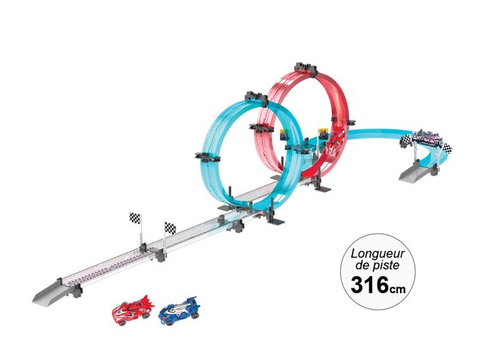 Circuit de Course à Construire - 316 cm de Piste, 2 Voitures à Friction - 42 Pièces