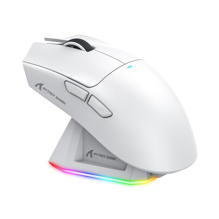 Souris Bluetooth sans fil Attack Shark X11 PAW3311 souris de jeu pour PC 2.4G 400IPS RVB（Blanc）