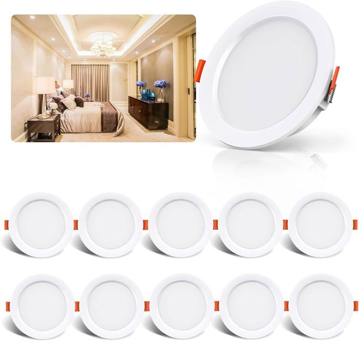 Spot LED Encastrable Lot de 105W 500Lumen Equivalent 50W Incandescence4000K Blanc Spot Led Extra Plat