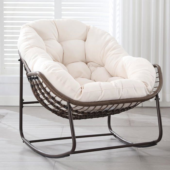 Fauteuil De Jardin à Bascule Surdimensionné Osier Intérieur/extérieur