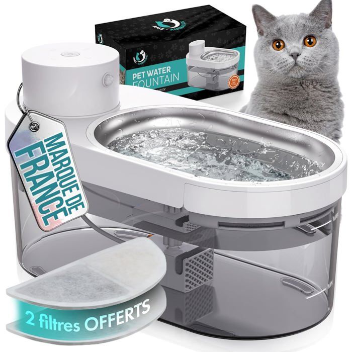 Meilleurs prix pour Fontaine A Eau Chat & Chien Filtre Sans Fil Avec Detecteur De Mouvement  Distributeur DEau Silencieuse & Automatique En Inox 4