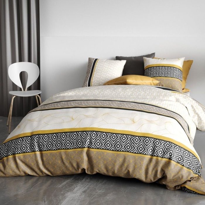Parure De Lit 3 Pièces En Percale De Coton – Housse 240x220 Cm + 2 Taies, Douce Et Respirante – Certifiée Oeko-Tex