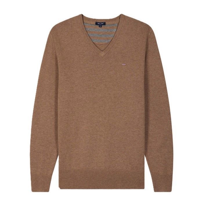 EDEN PARK Pull col v camel 3XL Camel Pulls, Gilets