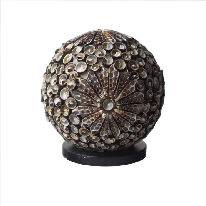 Lampe Coquillage Boho - Globe Torsadé Chocolat - 15 cm- Vendu par 1