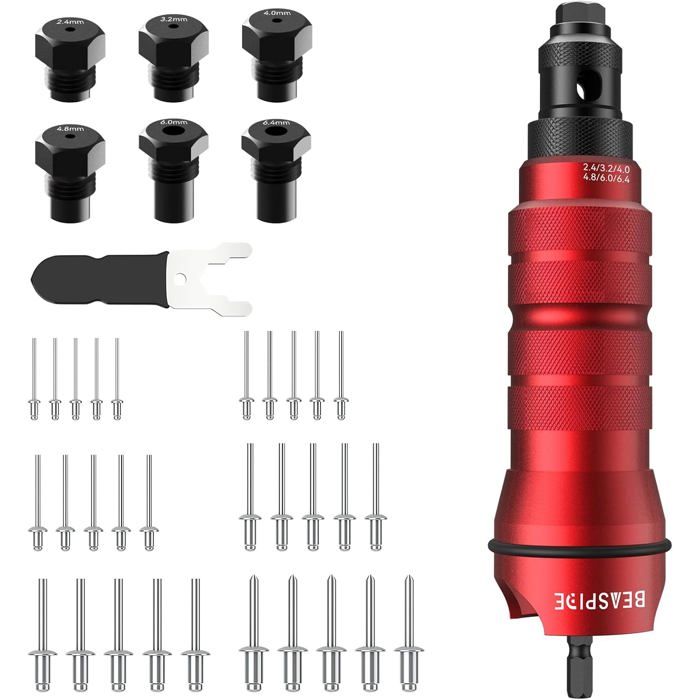 Riveteuse Manuelle Top Tools – 4 Tailles De Rivets Alu (2,4/3,2/4,0/4,8 Mm) – Costaude Et Légère