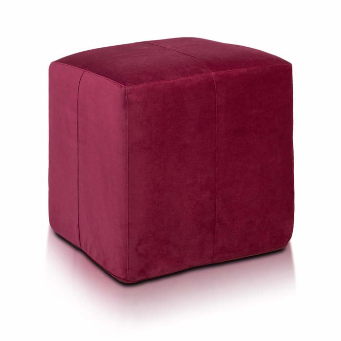 Pouf repose-pieds Block en microfibre amovible tabouret carré rembourré pour intérieur Bordeaux A9 Ecopuf