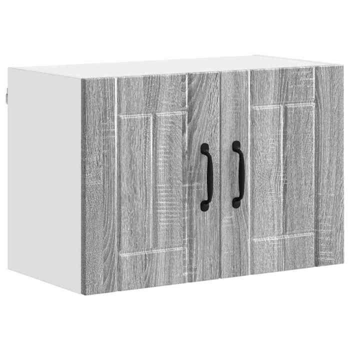 Promotion Noël）Meuble mural de cuisine -Élément Haut de Cuisine - Capacité max : 75 kg - avec porte Gris Sonoma 60x31x40cm 02_25323