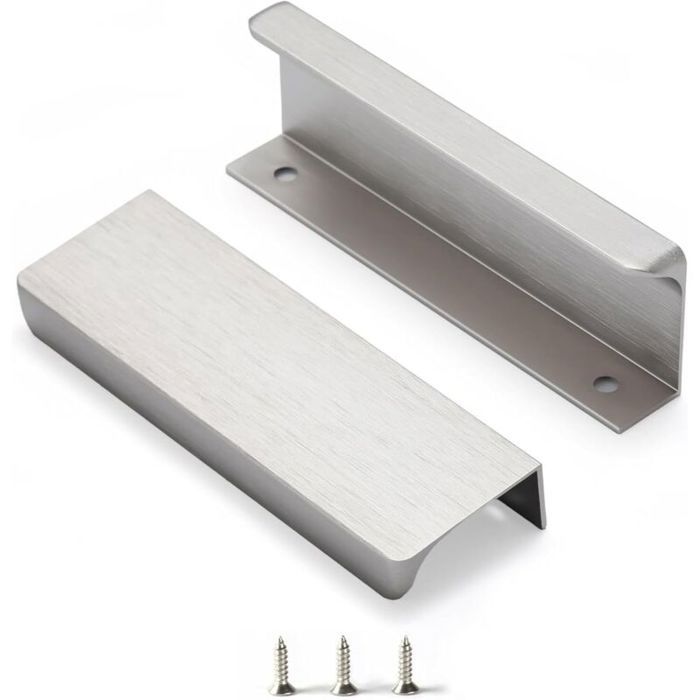 Poignées argent mat - MICH - Convient à tous types de meubles - 2 pièces - Longueur du trou 120 mm - Alliage daluminium