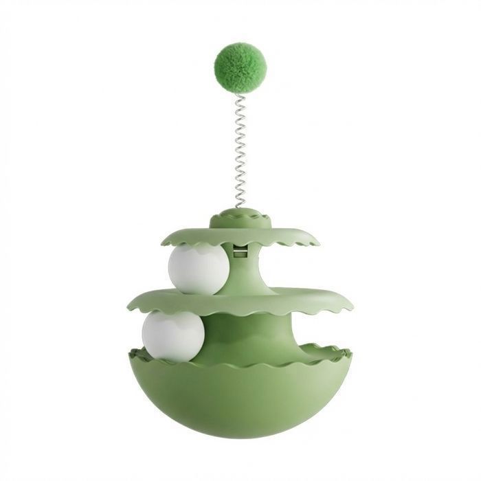 Jouet Interactif Neuflow Vert pour Chat Culbuto Rotatif Anti-Ennui pour Chaton et Chat