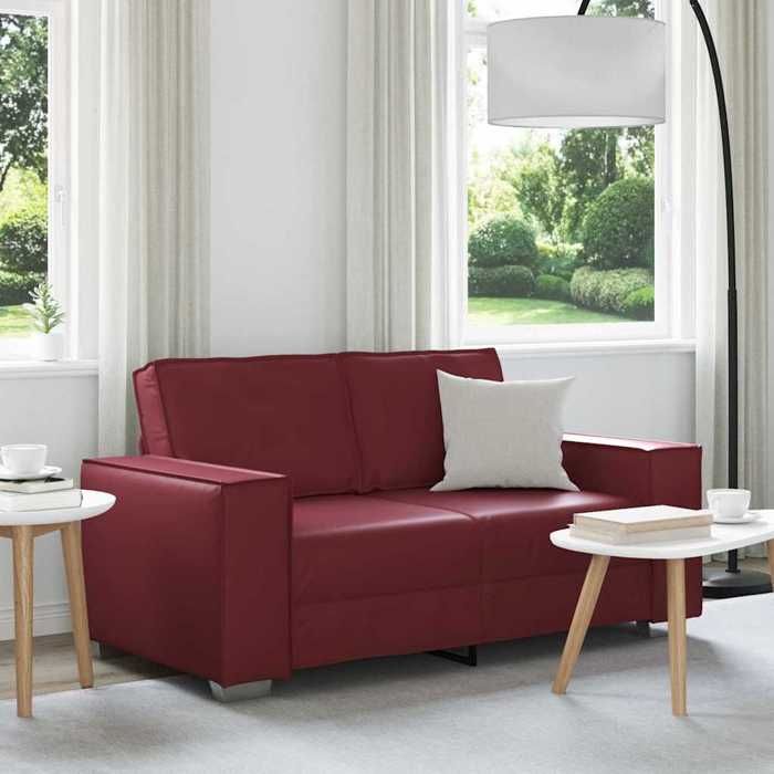 Canapé deux places Simili cuir - vidaXL - canapé fixe - Bordeaux - 160 cm aph22c3427