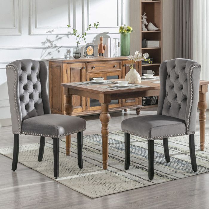 Lot De 6 Chaises Velours Gris Chaises Capitonnees FloraGrace Pour Salle A Manger Montage En 5 Minutes 45x61x100cm