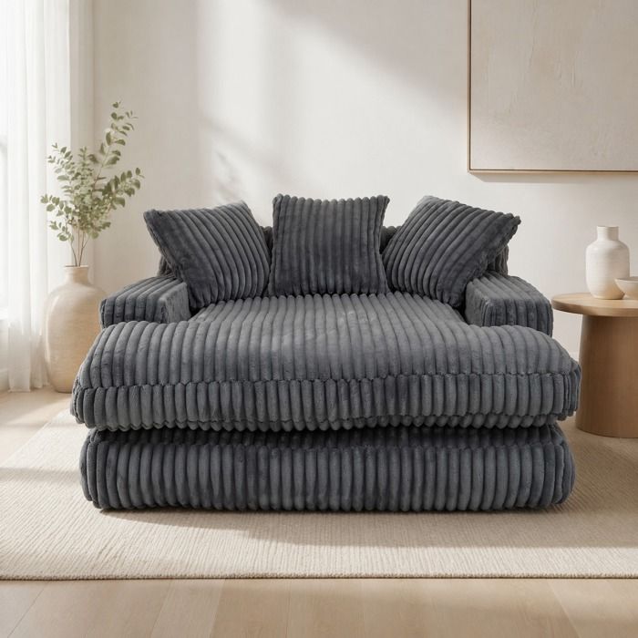 Canapé lit compressé 1 place avec 3 coussins - BEAUNIV - sans montage mousse cord gris foncé