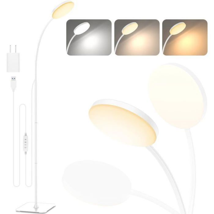 Lampadaire LED sur pied flexible - intensité réglable 10 niveaux 3 températures de couleur Dimensions : 33 5 x 23 5 x 5 5 cm