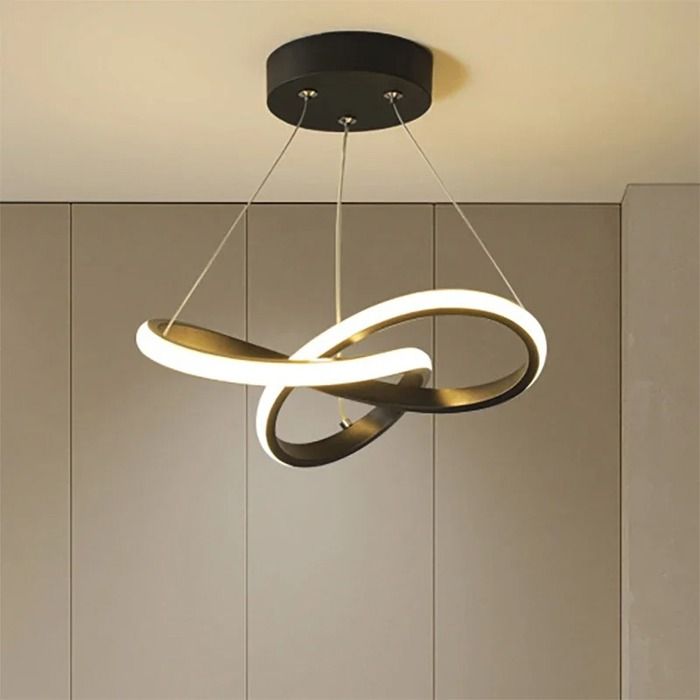 Suspension LED Moderne 30CM Warm Light LED Lustre pour Salon Cuisine Restaurant Noir black LUSTRE