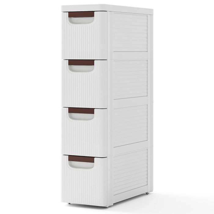 Gain de place meuble de rangement 4 tiroirs armoire étroite sur roulettes intégrées pour salle de bain et bureau