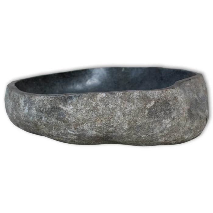 AKOZON Lavabo en pierre de rivière Ovale 37-46 cm - AKO7646491507777