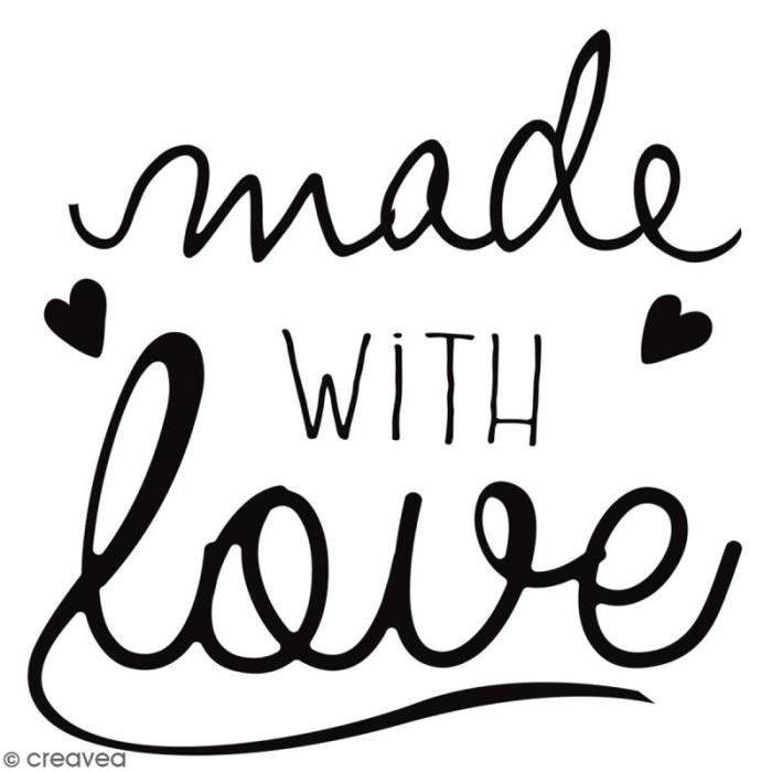 Tampon bois Made With Love coeurs - 4 x 4 cm ampon en bois Aladine : Motif : Made With Love coeurs Dimension du motif :4 x 4 cm