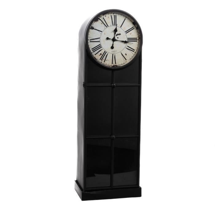 bibliothèque horloge - amadeus - métal - 4 étagères - noir - 143 cm