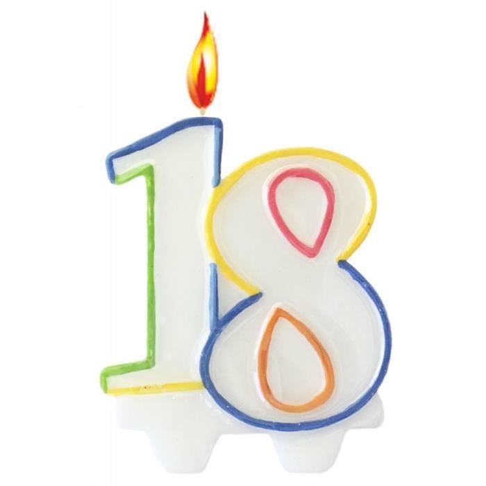1 Pack bougie anniversaire 18 ans pour décoration gâteau anniversaire  REF/6933 - Cdiscount Maison