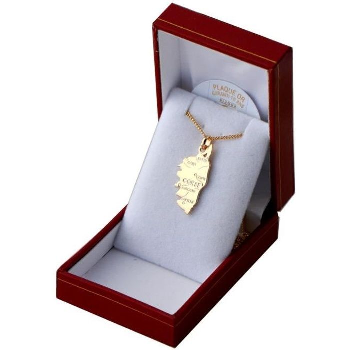 Coffret avec ensemble chaine et pendentif corse en vrai plaqué Or prêt à offrir