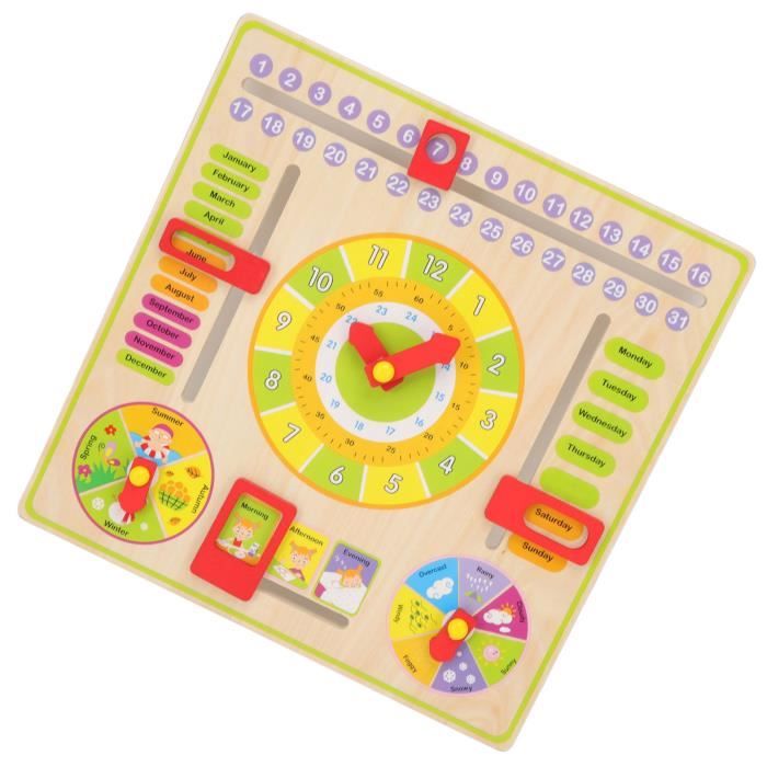 Zerodis Horloge Pédagogique En Bois – Calendrier Apprentissage Date Saison – Jouet Éducatif Pour Enfants