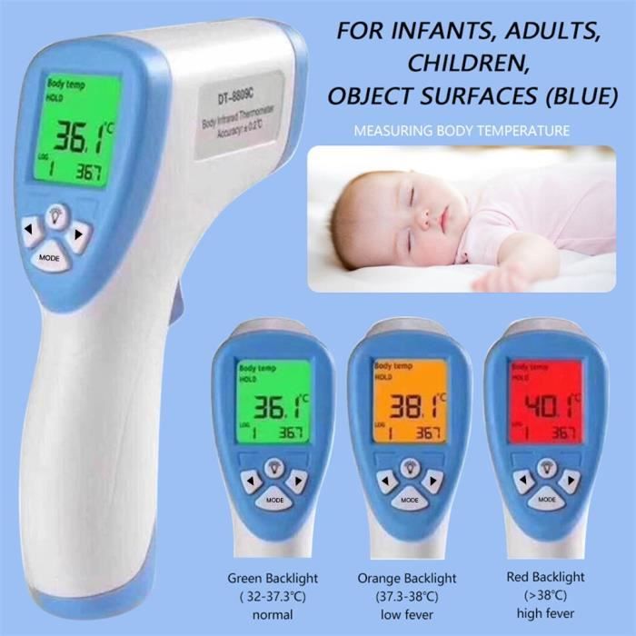 Thermomètre Frontal Infrarouge Sans Contact - Pour Bébé, Enfant Et Adulte - Facile Et Rapide