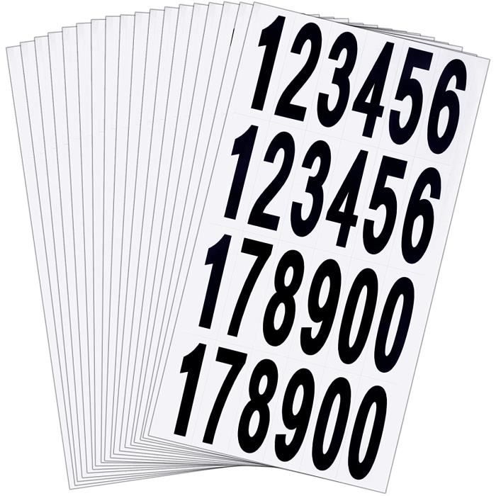1",2" AUTO COLLANT VINYLE ADHÉSIF NUMÉROS 0-9 AUTOCOLLANT DÉCALQUE Noir/Blanc 