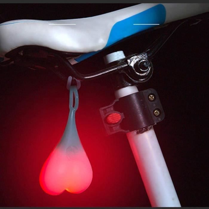 Feux arrière de boule de vélo, lumières d'avertissement de coeur de vélo, lampe d'oeuf LED essentielle de nuit, imperméable A233