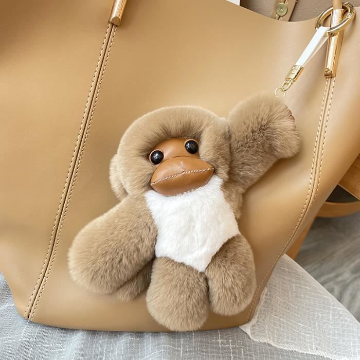 Porte cl s Jaune Vraie loutre poil de lapin Cadeau famille