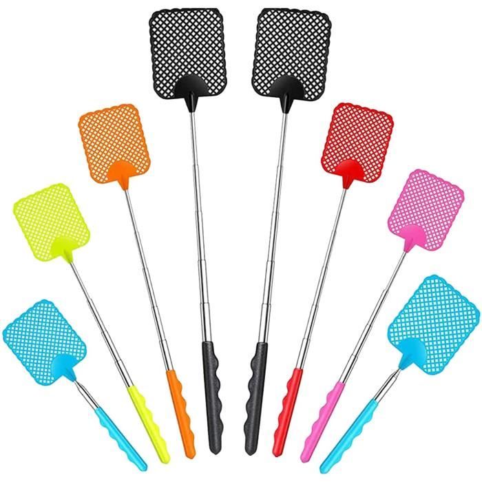 Tapette à Mouches Télescopique - Lot De 5 Colorées - Extensible 27-76 Cm - Anti-insectes Manuelle