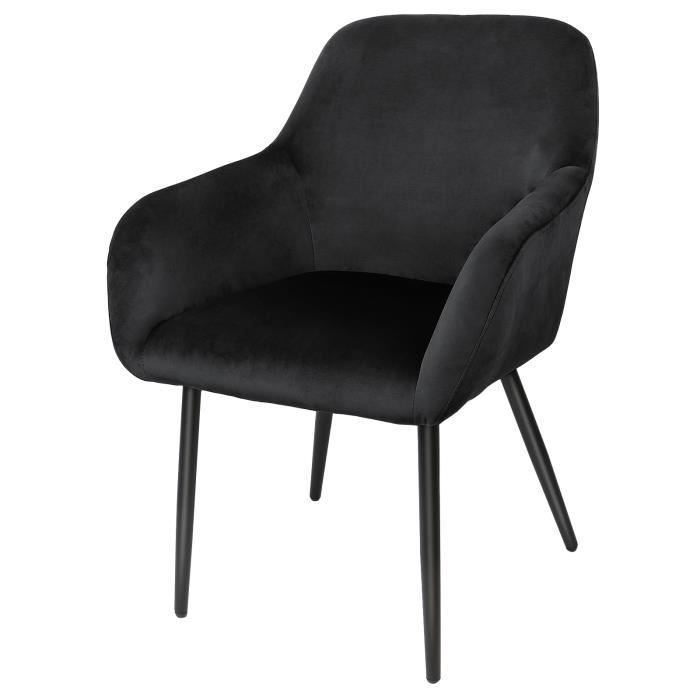 chaise avec accoudoirs velours couvre - gulovej - pour salle à manger - noir - métal - scandinave - moderne