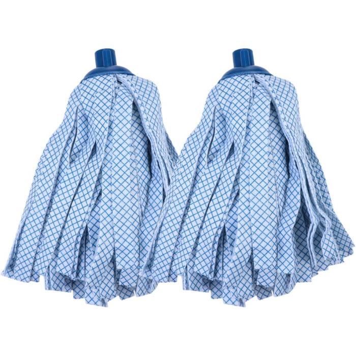 Tête De Vadrouille Microfibre Super Absorbante - Pour Serpillière Plate Extensible, Lavable, Bleue