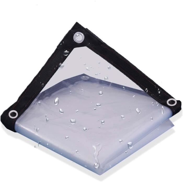 Bâche Transparente 3x3 M Avec Œillets - 160 G/m² - Étanche Et Résistante Aux UV - Pour Terrasse, Serre, Bois