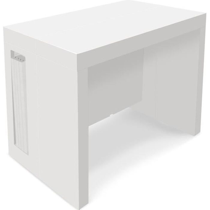 Table Console Extensible Blanc Laque Achat Vente Pas Cher