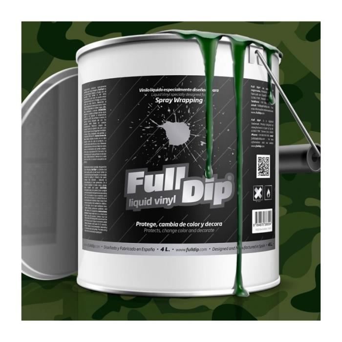 Bidon peinture élastomère en spray Full dip 4L - Finition vert militaire mat