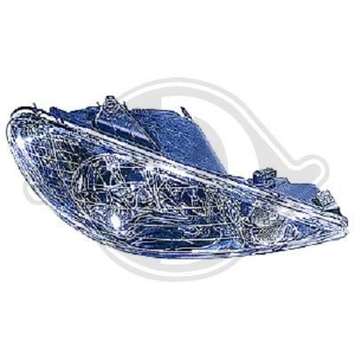 4225181 Paire de Feux Phares design chrome pour PEUGEOT 206 - 206 CC (montage H4) de 1998 a 2008