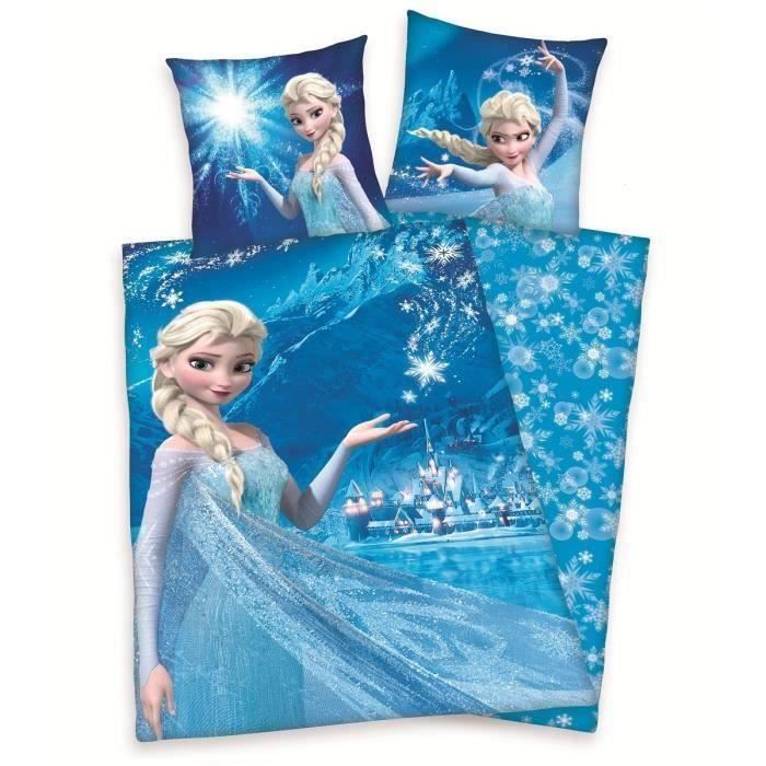 BrandMac Parure De Lit 2 Pièces Reine Des Neiges Violet – Housse Couette 140x200 + Taie 65x65 Cm 100% Coton, Avec Elsa, Anna Et Olaf, Idéale Pour Lit 1 Personne