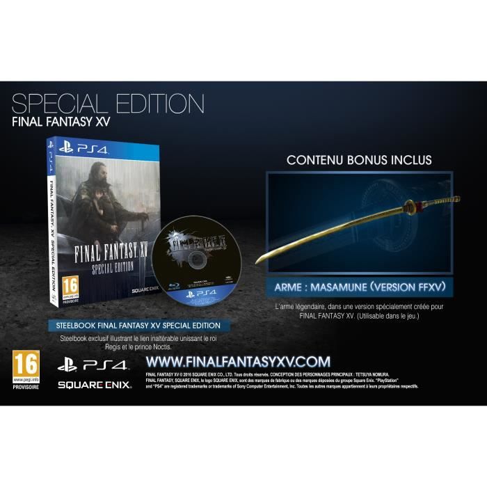 Jeu Vidéo - Final Fantasy - Xv - Edition Spéciale - PS4 - Contenu Supplémentaire Inclus
