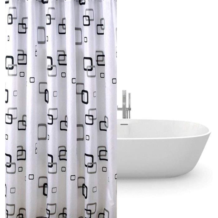 Rideau De Douche PEVA Imperméable 180x200 Cm – Anti-Moisissure, Ultra Résistant Avec 12 Anneaux, Parfait Pour Baignoire Ou Cabine De Douche