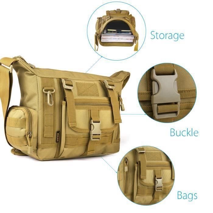 Sac Utilitaire Tactique Kaki – Poche Molle – Imperméable – Couteau/outils