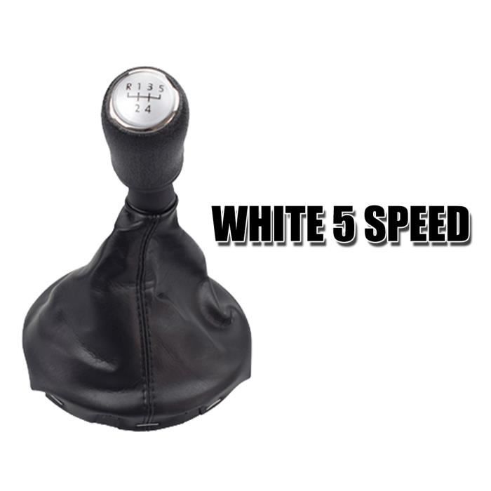 Pommeau De Vitesses Cuir 5 Vitesses Pour Skoda Octavia 3 (5E) - Blanc Et Noir - Neuf