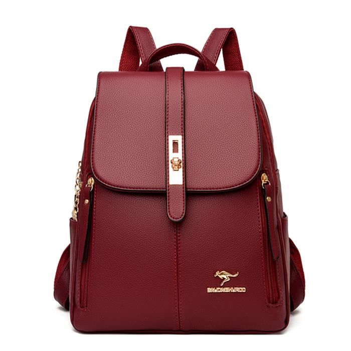 Bourgogne Sac dos de marque en cuir v ritable pour femmes sac
