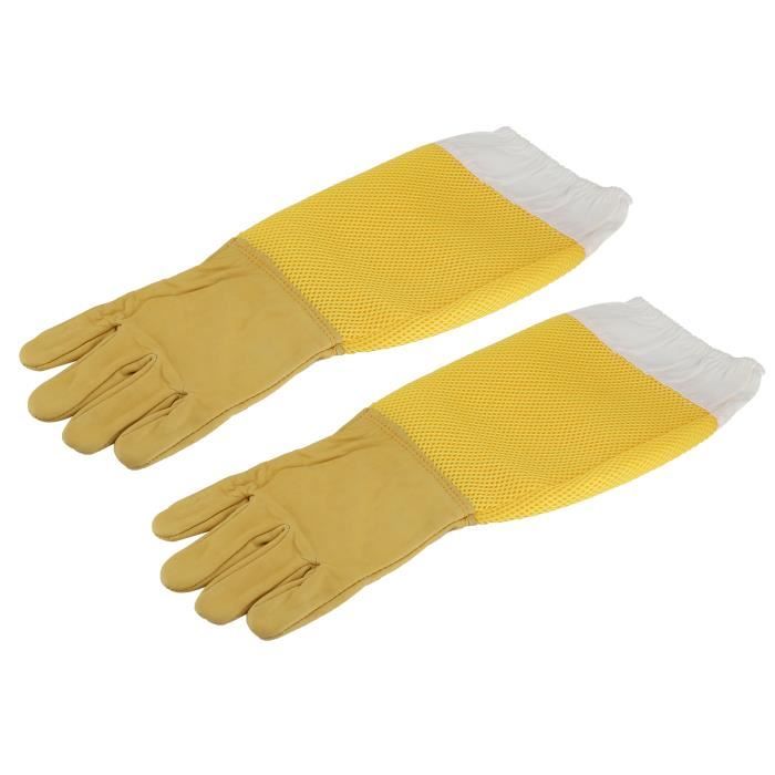 HURRISE gants de protection Gants d'apiculture Peau de mouton respirante Protection à manches longues Équipement d'apiculteur
