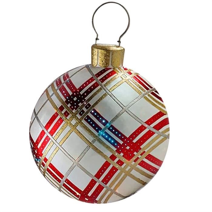Boules De Noël Géantes En Velours Gonflables - 38 Cm, Décor Extérieur Pour Jardin, Véranda, Porte - Bleu
