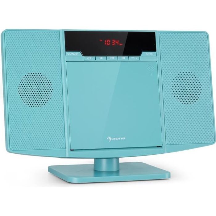 Chaîne hifi - Auna V14.2 - verticale - Lecteur CD - FM Tuner - Bluetooth - USB - AUX - Bleu