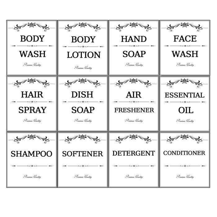 Autocollants étiquettes Bouteilles Imperméables - 24 Pièces - 9,5x8 Cm - Pour Salle De Bain Et Cuisine