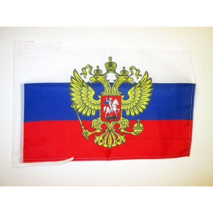 Lixure Drapeau de la Russie avec aigle 60 x 90 cm - Drapeau russe avec  armoiries de