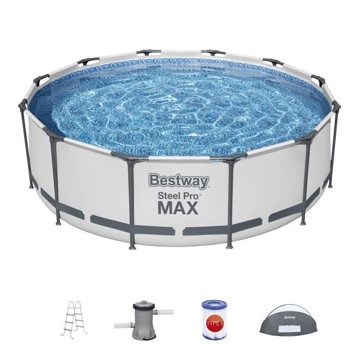 Kit Piscine hors sol tubulaire BESTWAY - Steel Pro Max™ - 366 cm x 100 - Ronde (Pompe de filtration,